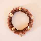 Velour Lt Brown Studs Mini Scrunchie