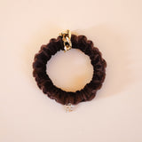 Velour Mocha Brown Chain Mini Scrunchie