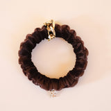 Velour Mocha Brown Chain Mini Scrunchie