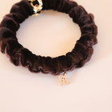 Velour Mocha Brown Chain Mini Scrunchie