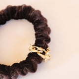 Velour Mocha Brown Chain Mini Scrunchie