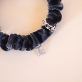Velour Silver Chain Mini Scrunchie