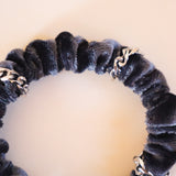 Velour Silver Chain Mini Scrunchie