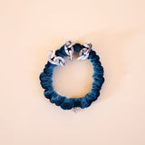 Velour Blue Chain Mini Scrunchie