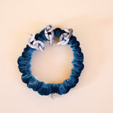 Velour Blue Chain Mini Scrunchie