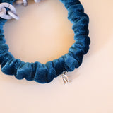 Velour Blue Chain Mini Scrunchie