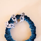 Velour Blue Chain Mini Scrunchie