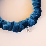 Velour Blue Chain Mini Scrunchie