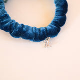 Velour Blue Green Chain Mini Scrunchie