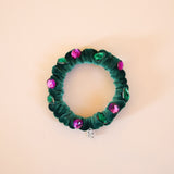 Velour Green Jewel Mini Scrunchie