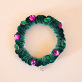 Velour Green Jewel Mini Scrunchie