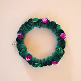 Velour Green Jewel Mini Scrunchie