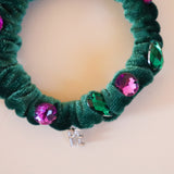 Velour Green Jewel Mini Scrunchie