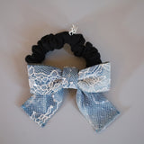 Denim Lace Ribbon Pony Scrunchie
