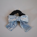 Denim Lace Ribbon Pony Scrunchie