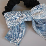 Denim Lace Ribbon Pony Scrunchie