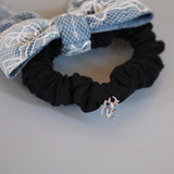 Denim Lace Ribbon Pony Scrunchie