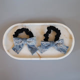 Denim Lace Ribbon Pony Scrunchie