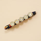 Straight Hair Clip Navy Flower