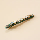 Straight Hair Clip Green Gold