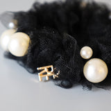 Black Tulle Pearl Hair Pony