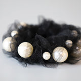 Black Tulle Pearl Hair Pony
