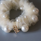 White Tulle Pearl Hair Pony