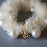White Tulle Pearl Hair Pony