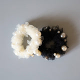 White Tulle Pearl Hair Pony