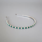 Silver Green Studs Headband