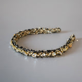 Black Tweed Gold Headband