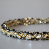 Black Tweed Gold Headband