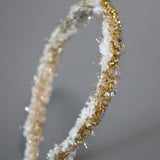 White Tweed Gold Headband