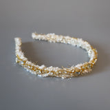 White Tweed Gold Headband