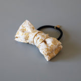 White Ribbon Jacquard Hair Pony