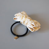 White Ribbon Jacquard Hair Pony