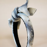 Slender Headband White Check Ribbon