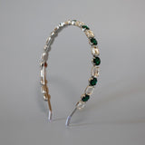 Silver Clear Green Studs Headband