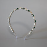 Silver Clear Green Studs Headband