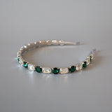Silver Clear Green Studs Headband