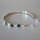Silver Clear Green Studs Headband