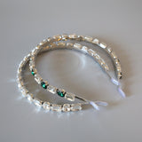 Silver Clear Green Studs Headband