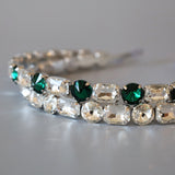 Silver Clear Green Studs Headband