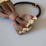 Brown Dot Gold Studs Hair Pony
