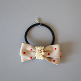 White Beige Dot Pearl Hair Pony