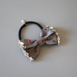 Grey Dot Silver Studs Hair Pony