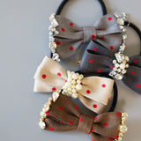 Grey Dot Silver Studs Hair Pony