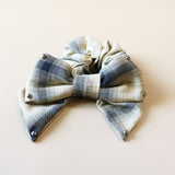 White Check Studs Scrunchie