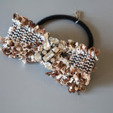 Brown Tweed Ribbon Hair Pony