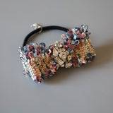 Pink Blue Tweed Ribbon Hair Pony